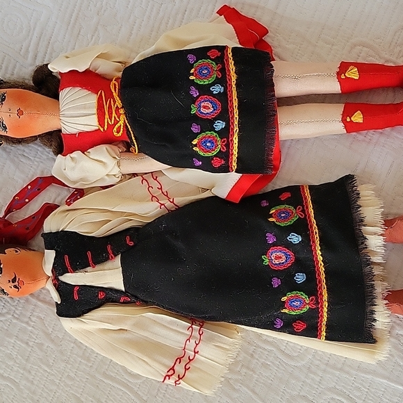 Antique Vintage Norway Couple Handmade Handpainted Cloth Dolls - Picture 4 of 10